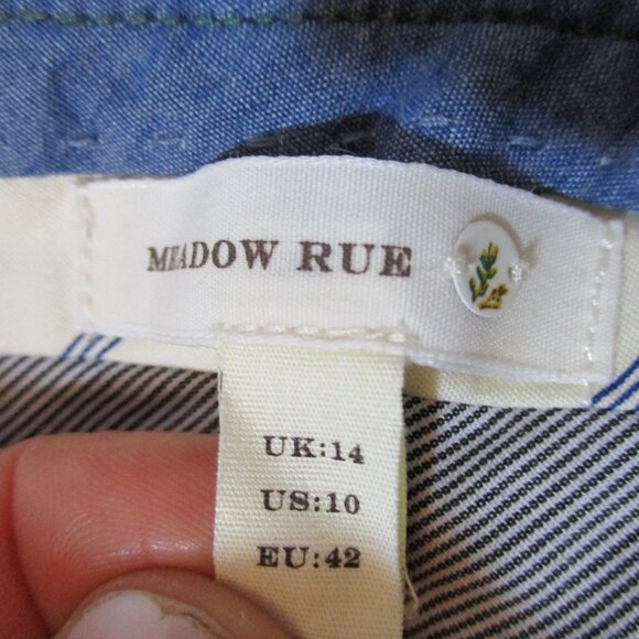 Womens Meadow Rue Striped Pinhole Design SHORT Shorts 10 GREEN WHITE - Picture 3 of 3